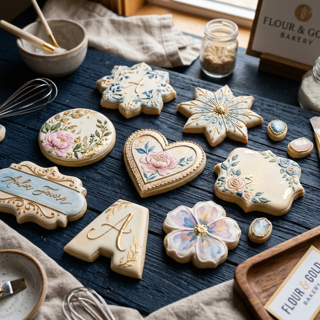 Hand-decorated sugar cookies with royal icing